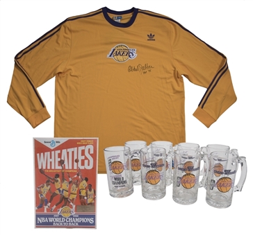 Lot of (10) Kareem Abdul-Jabbar Owned Memorabilia from Lakers Championships Including Original Wheaties Box, Lakers Mugs & Shirt (Abdul-Jabbar LOA)